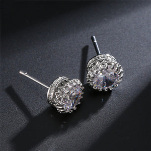 Luxury Square Austrian Cubic Zirconia Stud Earrings for Women Fashion Imitation Pearl Snow Flower Bridal Girl Jewelry CEP075E