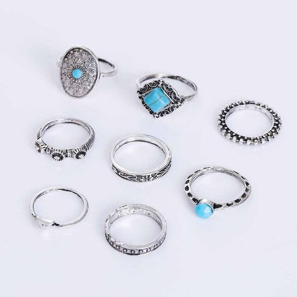 6pcs/lot Unique Leaf Crystal Ring Set Punk Style Gold Color Knuckle Rings For Women Midi Finger Knuckle Link Chain Rings Set