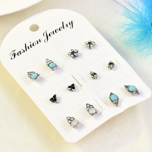 2019 Crystal Simulated Pearl Earrings Set Women Jewelry Accessories Piercing Ball Stud Earring Kit Bijouteria Brincos Wholesale