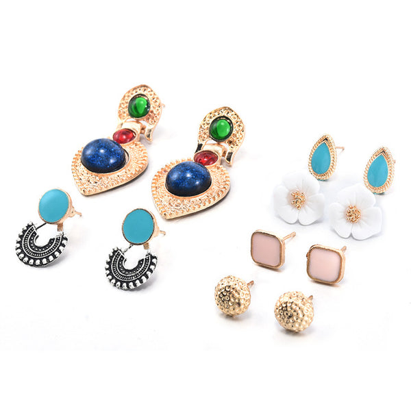 2019 Crystal Simulated Pearl Earrings Set Women Jewelry Accessories Piercing Ball Stud Earring Kit Bijouteria Brincos Wholesale