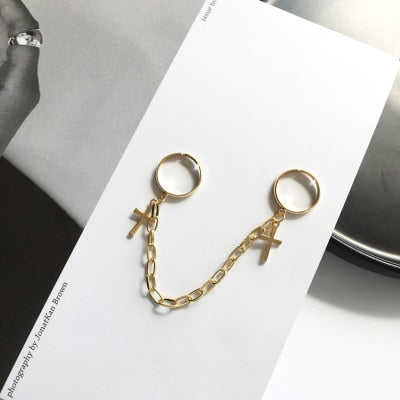 HZ 2019 Creative Cross Adjustable Hip Pop Chain Joint Fashion Finger Rings Korea Fashion Hit Personality Rings for Women Men