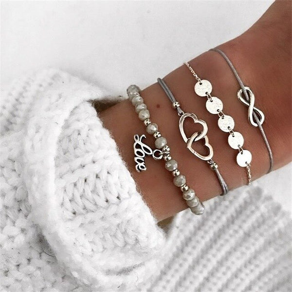 VKME Bracelet Set Europe and America Rubble Tassel Round Stone Fashion Trend Wind Bracelet Fashion Jewelry Women's Gifts