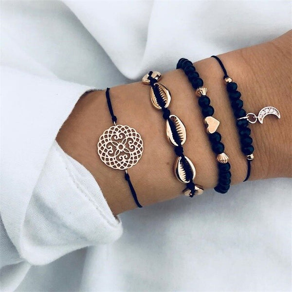 VKME Bracelet Set Europe and America Rubble Tassel Round Stone Fashion Trend Wind Bracelet Fashion Jewelry Women's Gifts