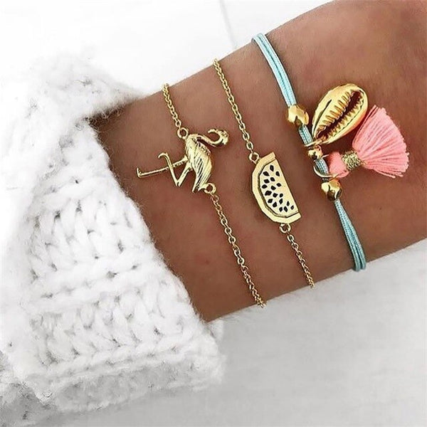 VKME Bracelet Set Europe and America Rubble Tassel Round Stone Fashion Trend Wind Bracelet Fashion Jewelry Women's Gifts