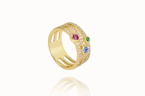 Ladies Fashion Zircon Color Crystal Ring Evil Eye Turkey Eye Gold Ring Wedding Jewelry 2019 Christmas Gift