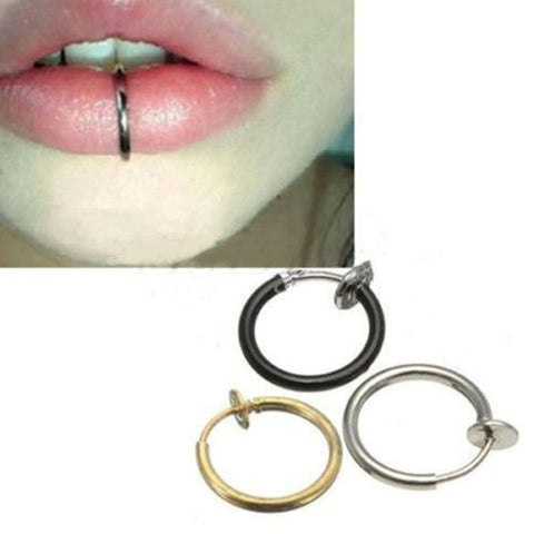 LNRRABC 2pcs Invisible No Ear Hole Earrings Clip Nose Ring Belly Button Ring For Unisex Punk Wind Jewelry Accessories