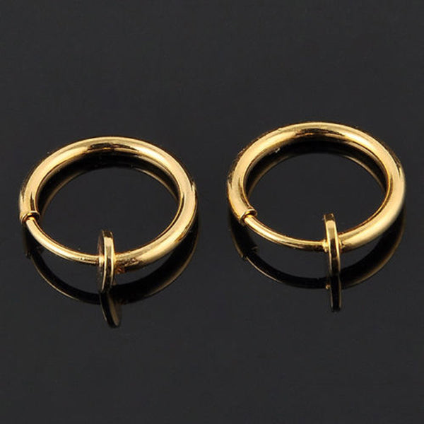 LNRRABC 2pcs Invisible No Ear Hole Earrings Clip Nose Ring Belly Button Ring For Unisex Punk Wind Jewelry Accessories