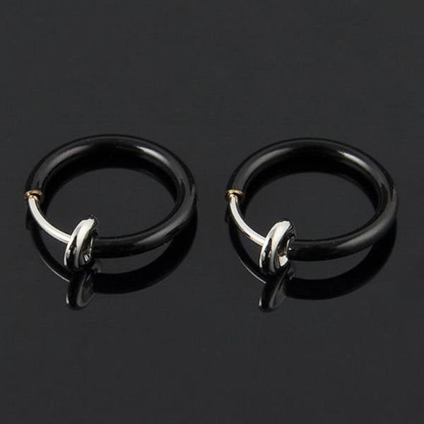 LNRRABC 2pcs Invisible No Ear Hole Earrings Clip Nose Ring Belly Button Ring For Unisex Punk Wind Jewelry Accessories