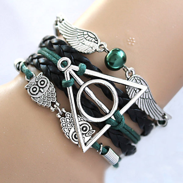 THE Deathly Hallows Wing Dream infinity Bracelet link Bracelets Charms Bracelet Hogwarts Slytherin Hogwarts SchooL