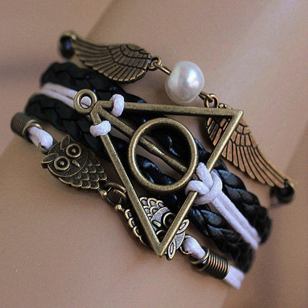 THE Deathly Hallows Wing Dream infinity Bracelet link Bracelets Charms Bracelet Hogwarts Slytherin Hogwarts SchooL