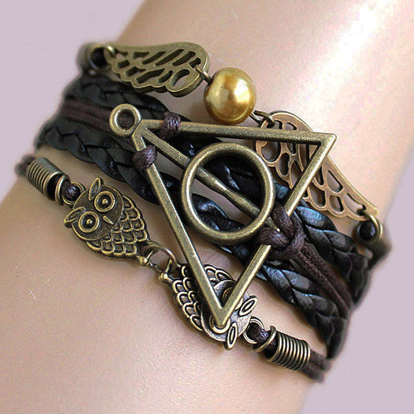 THE Deathly Hallows Wing Dream infinity Bracelet link Bracelets Charms Bracelet Hogwarts Slytherin Hogwarts SchooL