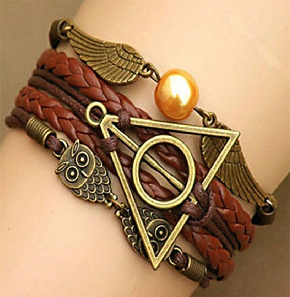 THE Deathly Hallows Wing Dream infinity Bracelet link Bracelets Charms Bracelet Hogwarts Slytherin Hogwarts SchooL