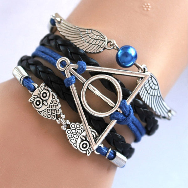 THE Deathly Hallows Wing Dream infinity Bracelet link Bracelets Charms Bracelet Hogwarts Slytherin Hogwarts SchooL