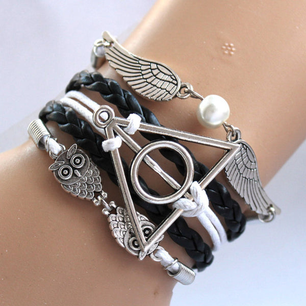 THE Deathly Hallows Wing Dream infinity Bracelet link Bracelets Charms Bracelet Hogwarts Slytherin Hogwarts SchooL