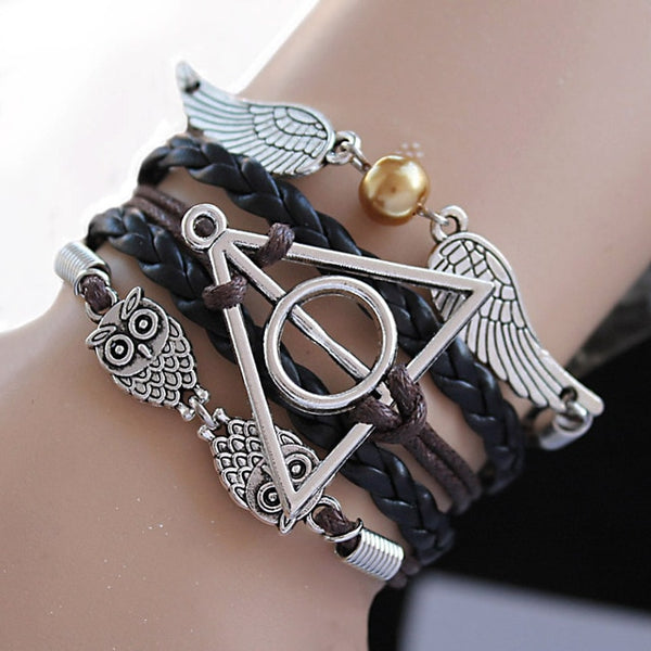 THE Deathly Hallows Wing Dream infinity Bracelet link Bracelets Charms Bracelet Hogwarts Slytherin Hogwarts SchooL