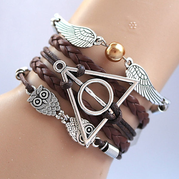 THE Deathly Hallows Wing Dream infinity Bracelet link Bracelets Charms Bracelet Hogwarts Slytherin Hogwarts SchooL