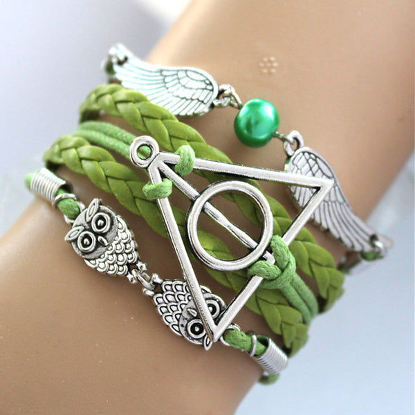 THE Deathly Hallows Wing Dream infinity Bracelet link Bracelets Charms Bracelet Hogwarts Slytherin Hogwarts SchooL