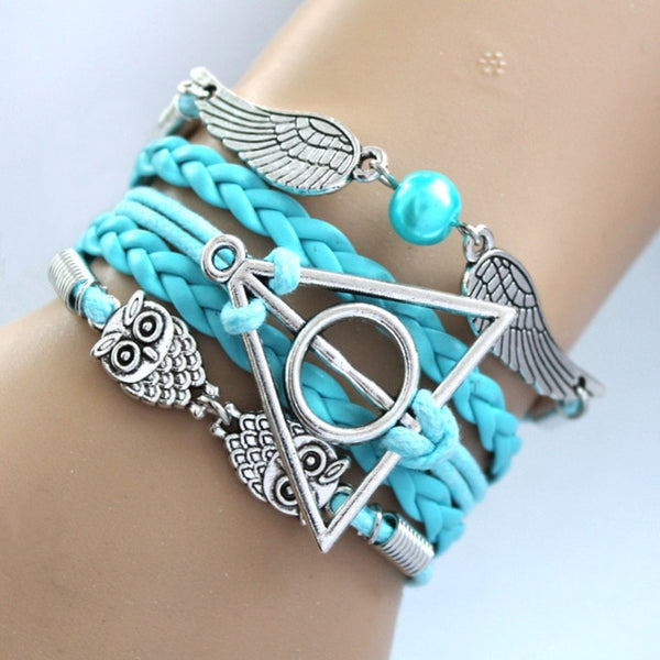 THE Deathly Hallows Wing Dream infinity Bracelet link Bracelets Charms Bracelet Hogwarts Slytherin Hogwarts SchooL