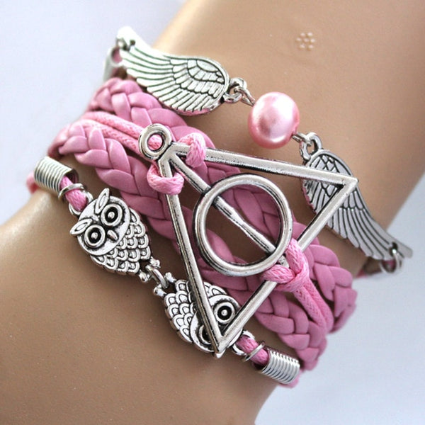 THE Deathly Hallows Wing Dream infinity Bracelet link Bracelets Charms Bracelet Hogwarts Slytherin Hogwarts SchooL