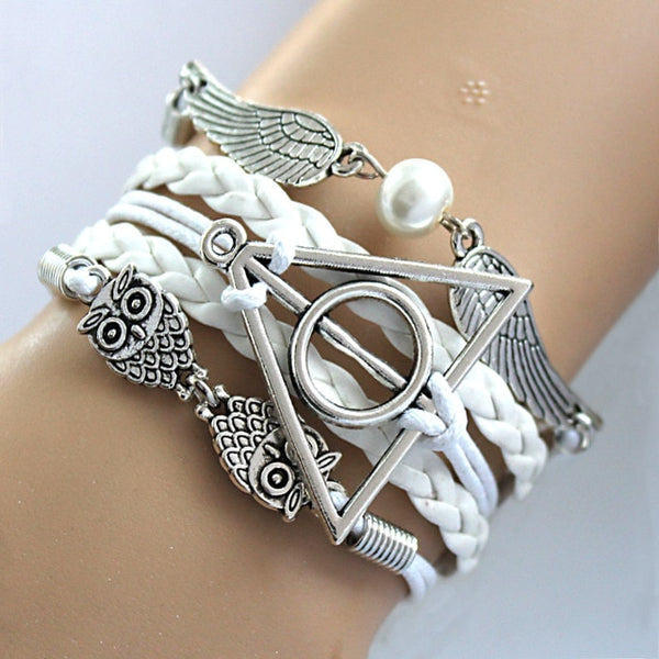 THE Deathly Hallows Wing Dream infinity Bracelet link Bracelets Charms Bracelet Hogwarts Slytherin Hogwarts SchooL