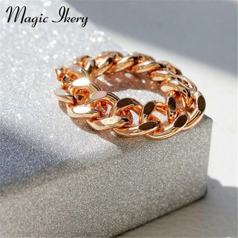 Magic Ikery 3 Colors New Fashion Korean Style Chain Rings Customize Sizes Fashion Simple Jewelry for Gifts Women Girls HG1009