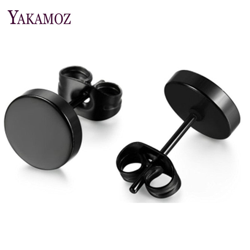 YAKAMOZ Punk Style Black Round Titanium Steel Stud Earrings Male Female Earrings Hot Sale Men Earrings Drop Shipping2018