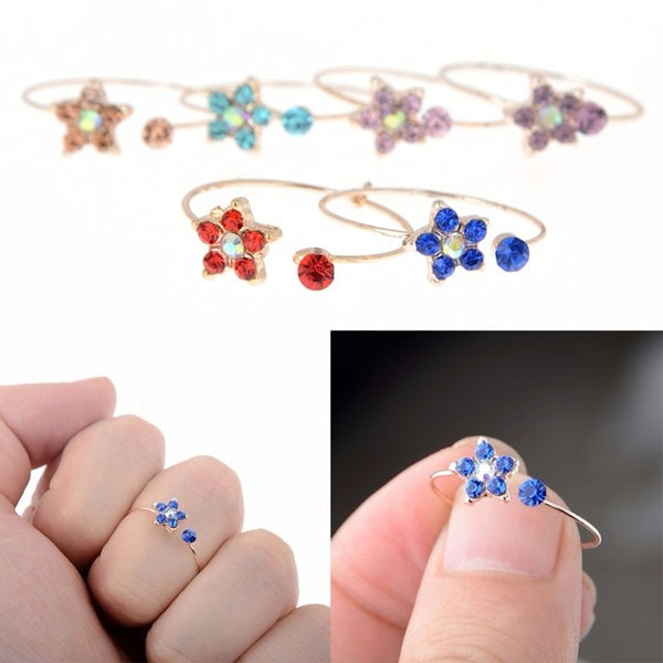AOMU Wholesale 10pcs Cartoon Cat Flower Jewelry Lots Mixed Lovely Girls boys Princess Crystal Rhinestone Kids Children's Rings