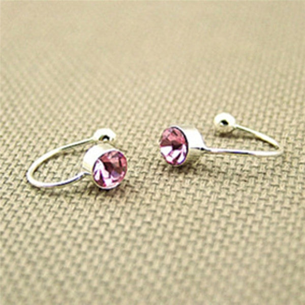 1pair Women Girl Clip On U Body Crystal Rhinestone Earring Stainless Steel Ear Cuff Stud Ear Jewelry Gift