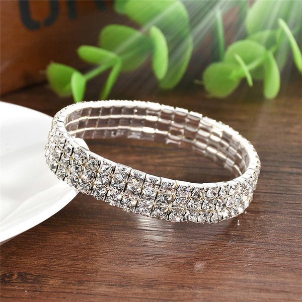 5 Styles Woman Bracelet Crystal Rhinestone Stretch Bracelet Bangle Wristband Elastic Wedding Bridal Jewelry