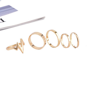 RscvonM 5Pcs/Set Punk Rock Gold Stack Plain Band Midi Mid Finger Knuckle Rings Set for Women Mid Finger Ring Thin Ring Fashion