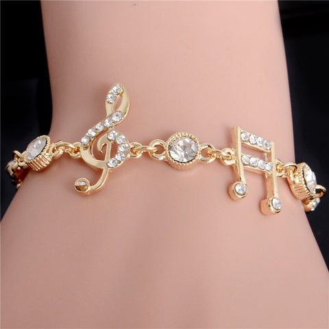 MISANANRYNE Luxury Jewelry Gifts Gold Color Musical Notes Bracelet Crystal Zircon Charm Bracelet For Women Jewelry