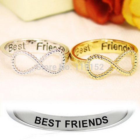 Fashion 2PCS/Lot size 6 Best Friends Ring Women's Infinity Rings Engraved Rings O Jewelry Gold Silver Jewelry