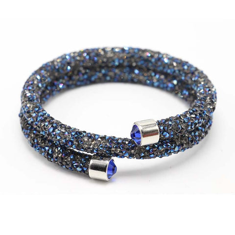 LE SKY Exquisite Single Circle Crystal  Rhinestones Cuff Multi-layer Bracelet Bangles For Women New Fashion Jewelry Gift Bangle