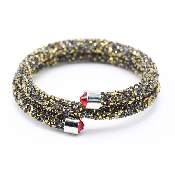 LE SKY Exquisite Single Circle Crystal  Rhinestones Cuff Multi-layer Bracelet Bangles For Women New Fashion Jewelry Gift Bangle