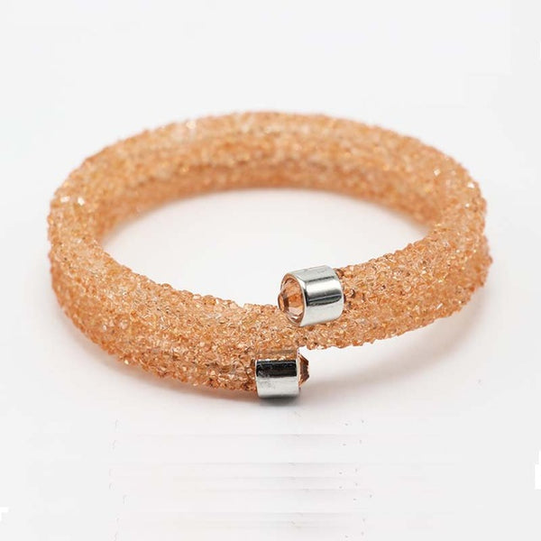 LE SKY Exquisite Single Circle Crystal  Rhinestones Cuff Multi-layer Bracelet Bangles For Women New Fashion Jewelry Gift Bangle