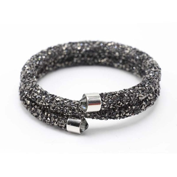 LE SKY Exquisite Single Circle Crystal  Rhinestones Cuff Multi-layer Bracelet Bangles For Women New Fashion Jewelry Gift Bangle