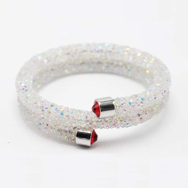 LE SKY Exquisite Single Circle Crystal  Rhinestones Cuff Multi-layer Bracelet Bangles For Women New Fashion Jewelry Gift Bangle