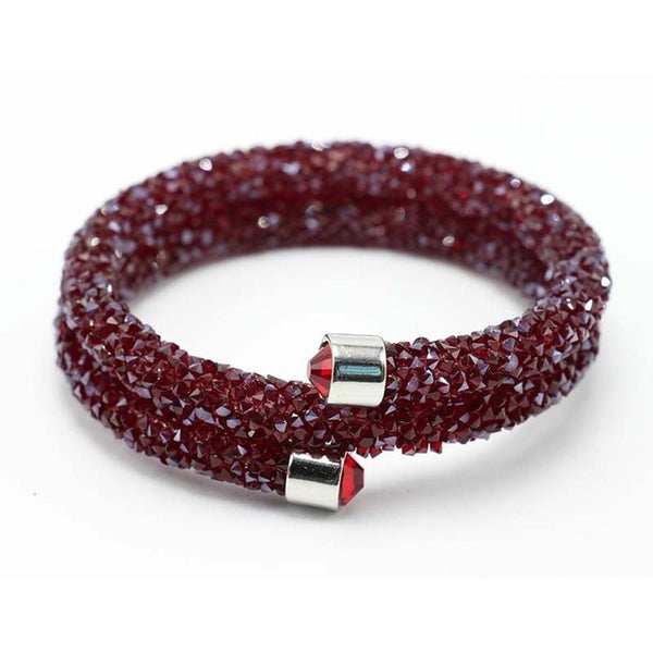 LE SKY Exquisite Single Circle Crystal  Rhinestones Cuff Multi-layer Bracelet Bangles For Women New Fashion Jewelry Gift Bangle