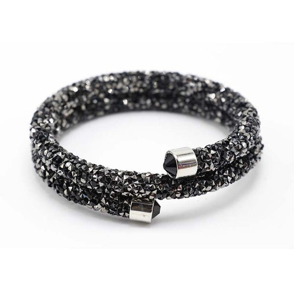 LE SKY Exquisite Single Circle Crystal  Rhinestones Cuff Multi-layer Bracelet Bangles For Women New Fashion Jewelry Gift Bangle
