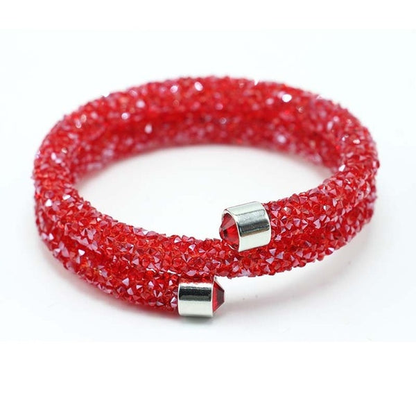 LE SKY Exquisite Single Circle Crystal  Rhinestones Cuff Multi-layer Bracelet Bangles For Women New Fashion Jewelry Gift Bangle