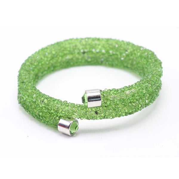 LE SKY Exquisite Single Circle Crystal  Rhinestones Cuff Multi-layer Bracelet Bangles For Women New Fashion Jewelry Gift Bangle