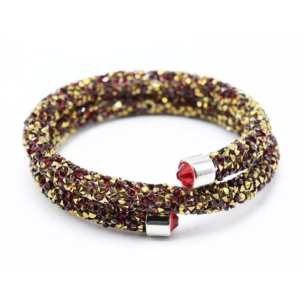 LE SKY Exquisite Single Circle Crystal  Rhinestones Cuff Multi-layer Bracelet Bangles For Women New Fashion Jewelry Gift Bangle
