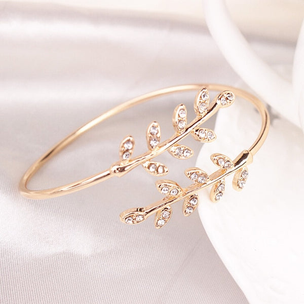 New  Party  Jewelry  Adjustable  Bangles 1 piece  Women  Opening  Bracelet  Fine  Bangles  Opening  Bangles  Hot  Leaf  Bangles