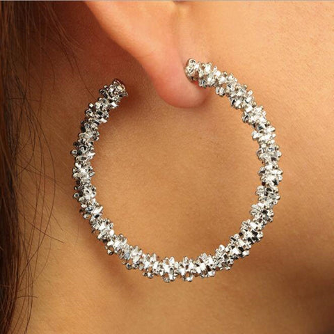 New Arrive 2018 Silver/Gold Color Long Hollow Big Round Earrings Simple For Women Accessories Jewelry wholesale