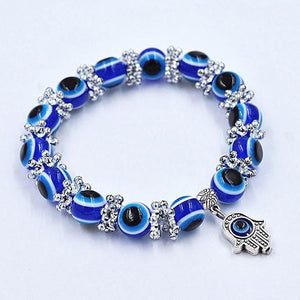 Unisex Vintage Pulseras Handmade Hamsa Fatima Bangle Evil Eye Beads Elastic Couple Bracelet Femme Jewelry Donna