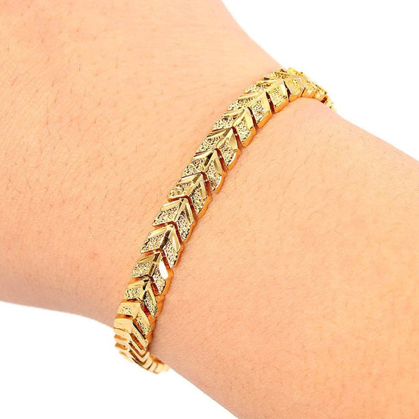 Trendy Plated 24K Gold Multi shape Punk Bracelet Curb Cuban Chain Gold Color Bracelets Bangle For Men Women Jewelry Gifts