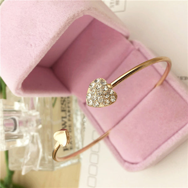 2019 Hot New Fashion Adjustable Crystal Double Heart Bow
