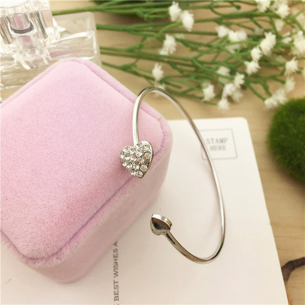 2019 Hot New Fashion Adjustable Crystal Double Heart Bow
