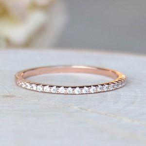 Simple Cubic Zirconia Thin Rings for Woman Elegant Rose Gold color Bridal wedding Party Finger Jewelry girl Gift