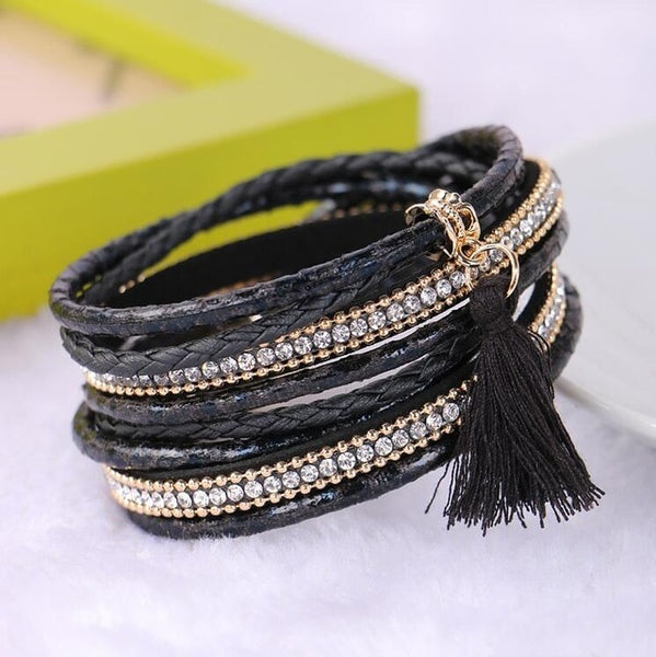 KMVEXO Summer Leather Bracelet Charm Pearls Bracelets&Bangles Magnet Buckle Life of Trees Bohemian Bracelets for Women Manchette